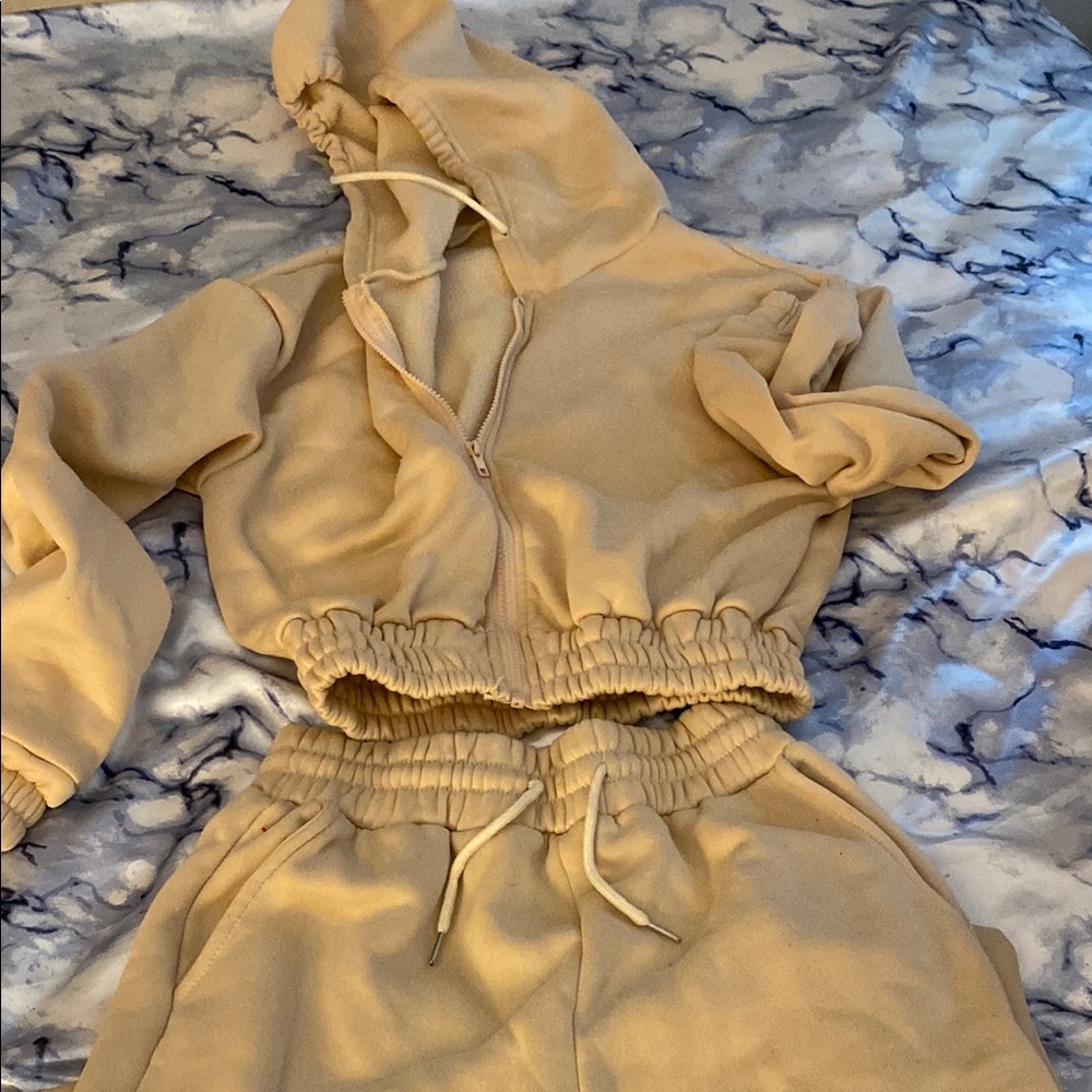 Tan Hoodie and Jogger Set